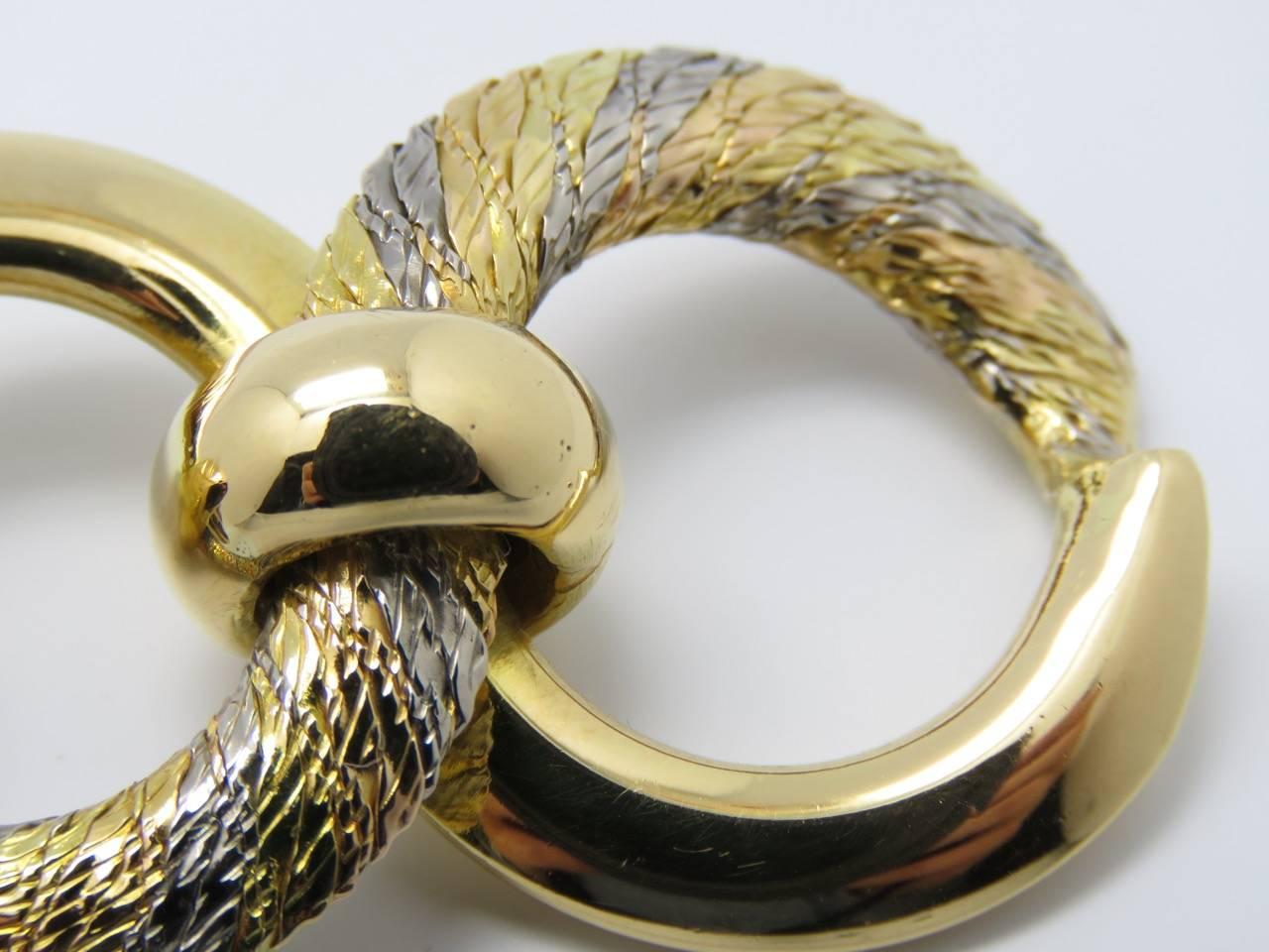 1970s Cartier Paris Three Tone Gold Link Bracelet. 1