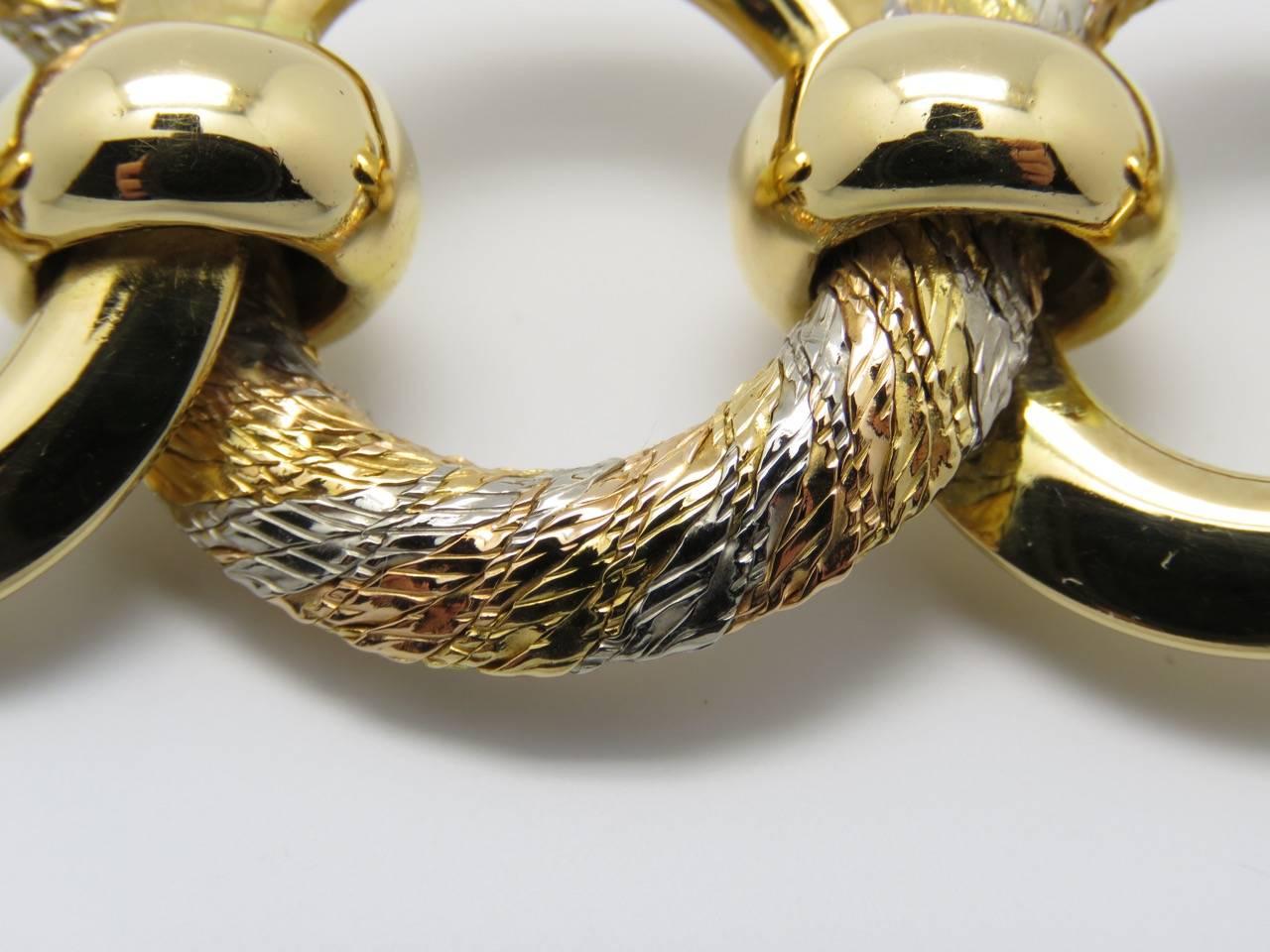 1970s Cartier Paris Three Tone Gold Link Bracelet. 2