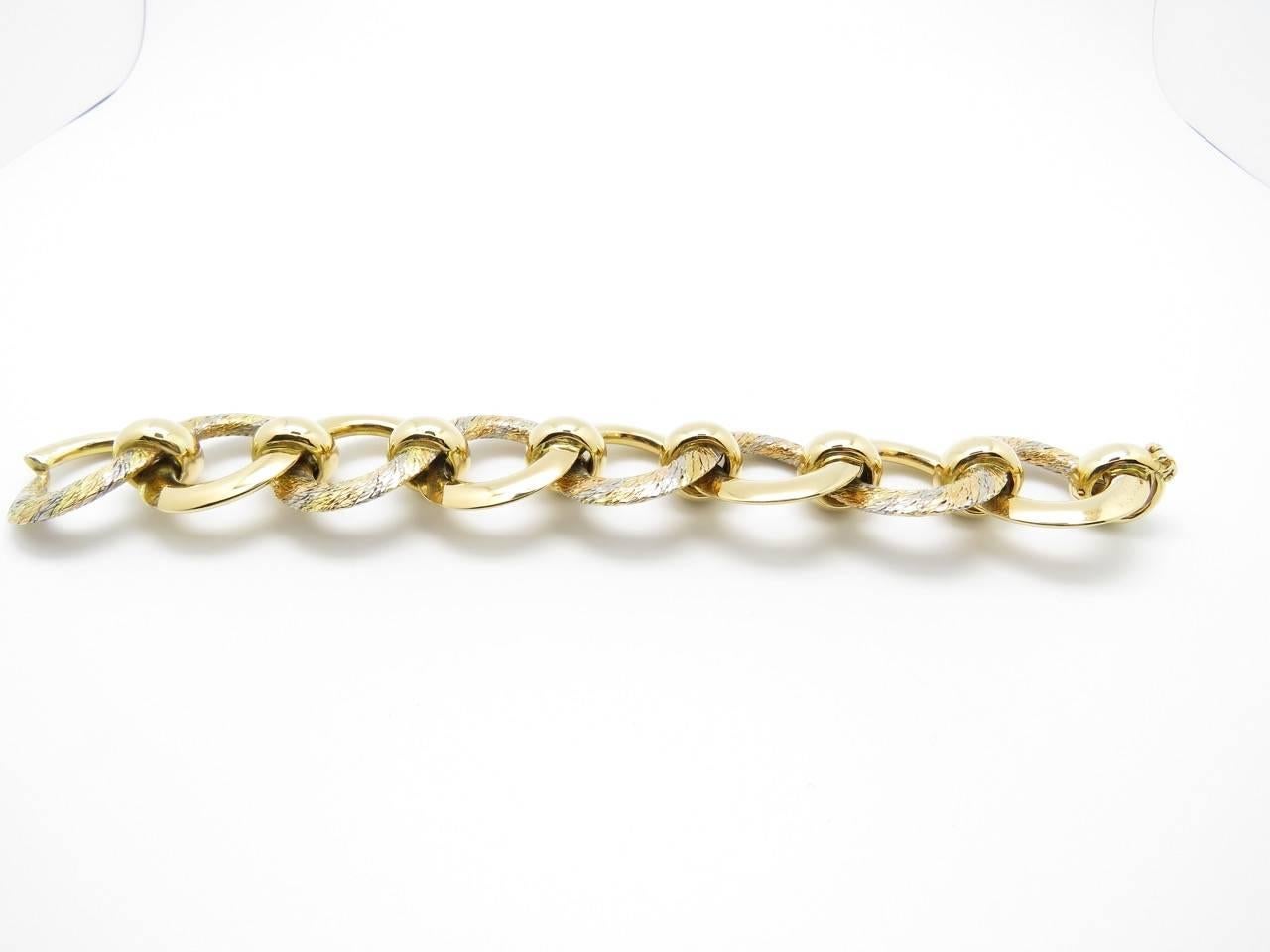 1970s Cartier Paris Three Tone Gold Link Bracelet. 3