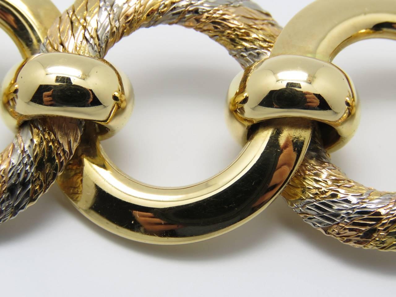 1970s Cartier Paris Three Tone Gold Link Bracelet. 4