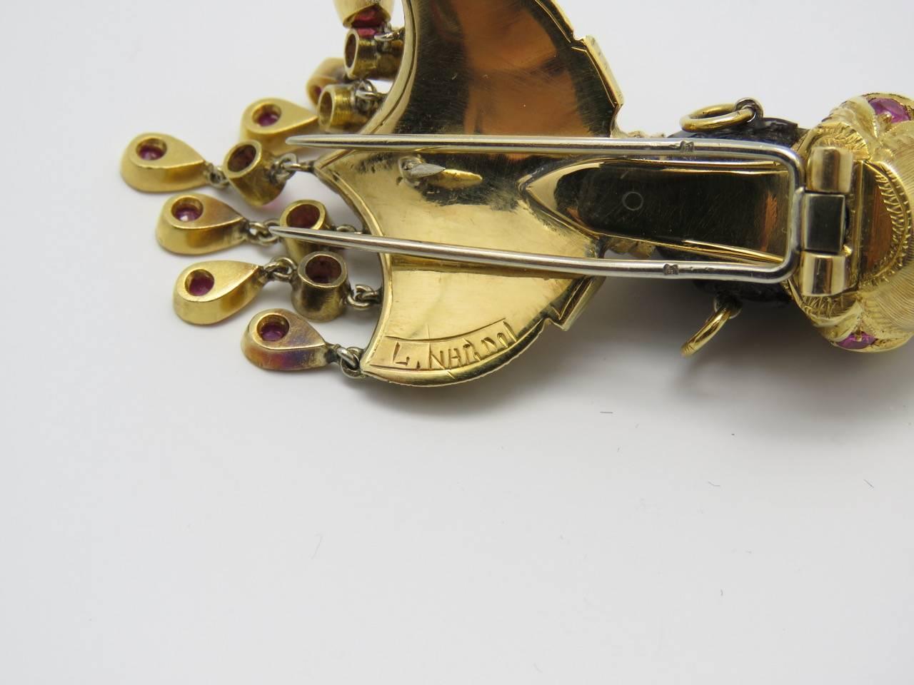1960s Nardi Black Amber Ruby Gold Clip. 1