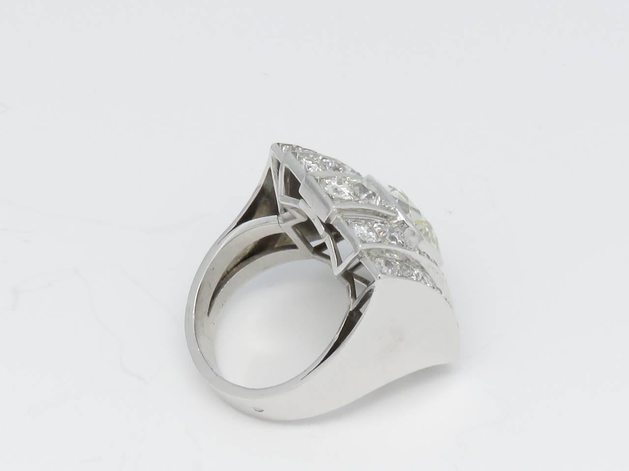 Art Deco 5.00 Carat Diamond Platinum Engagement Ring 2
