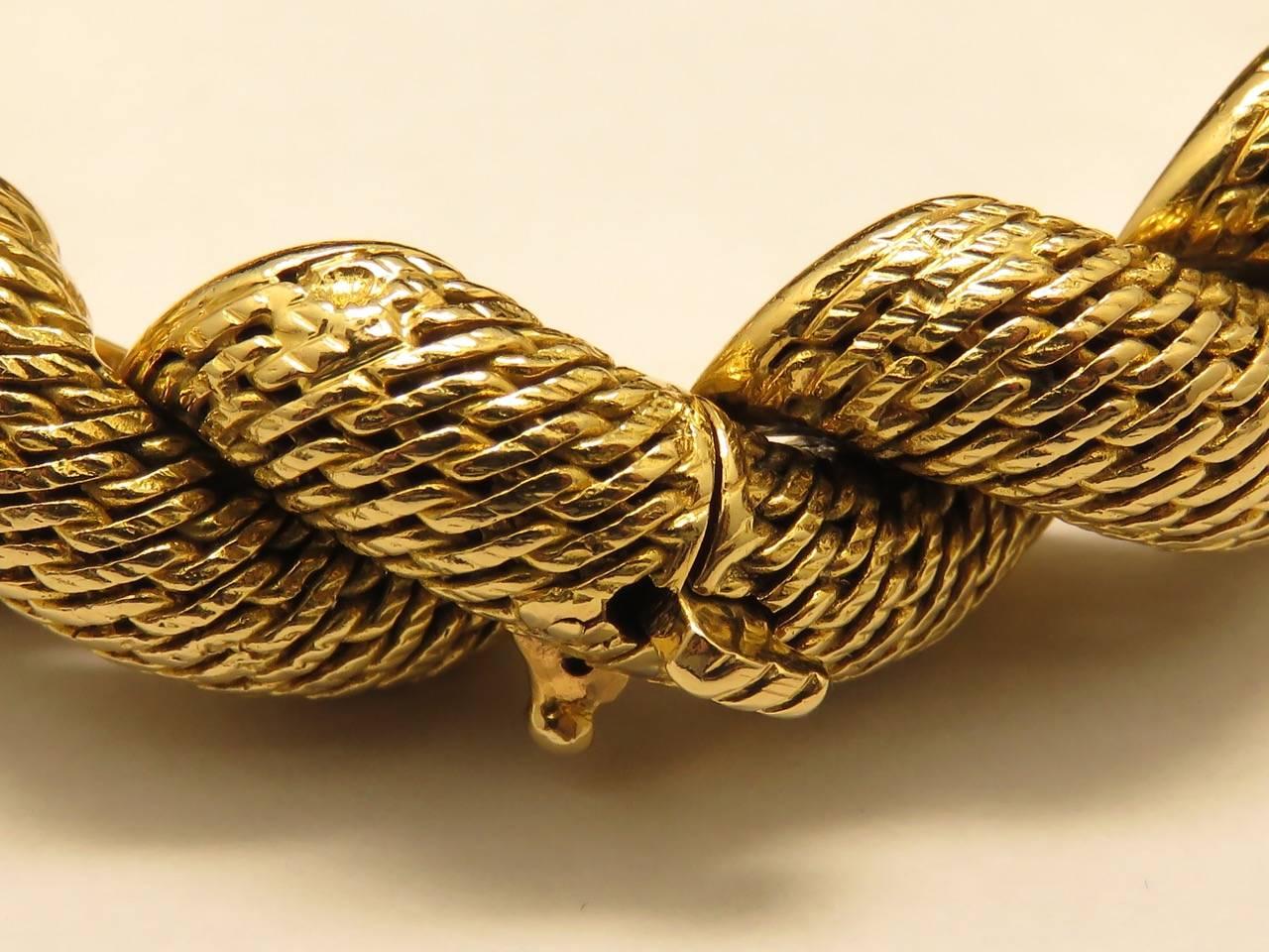 Women's 1960s Hermes by Georges Lenfant Torsade Yellow Gold Bracelet