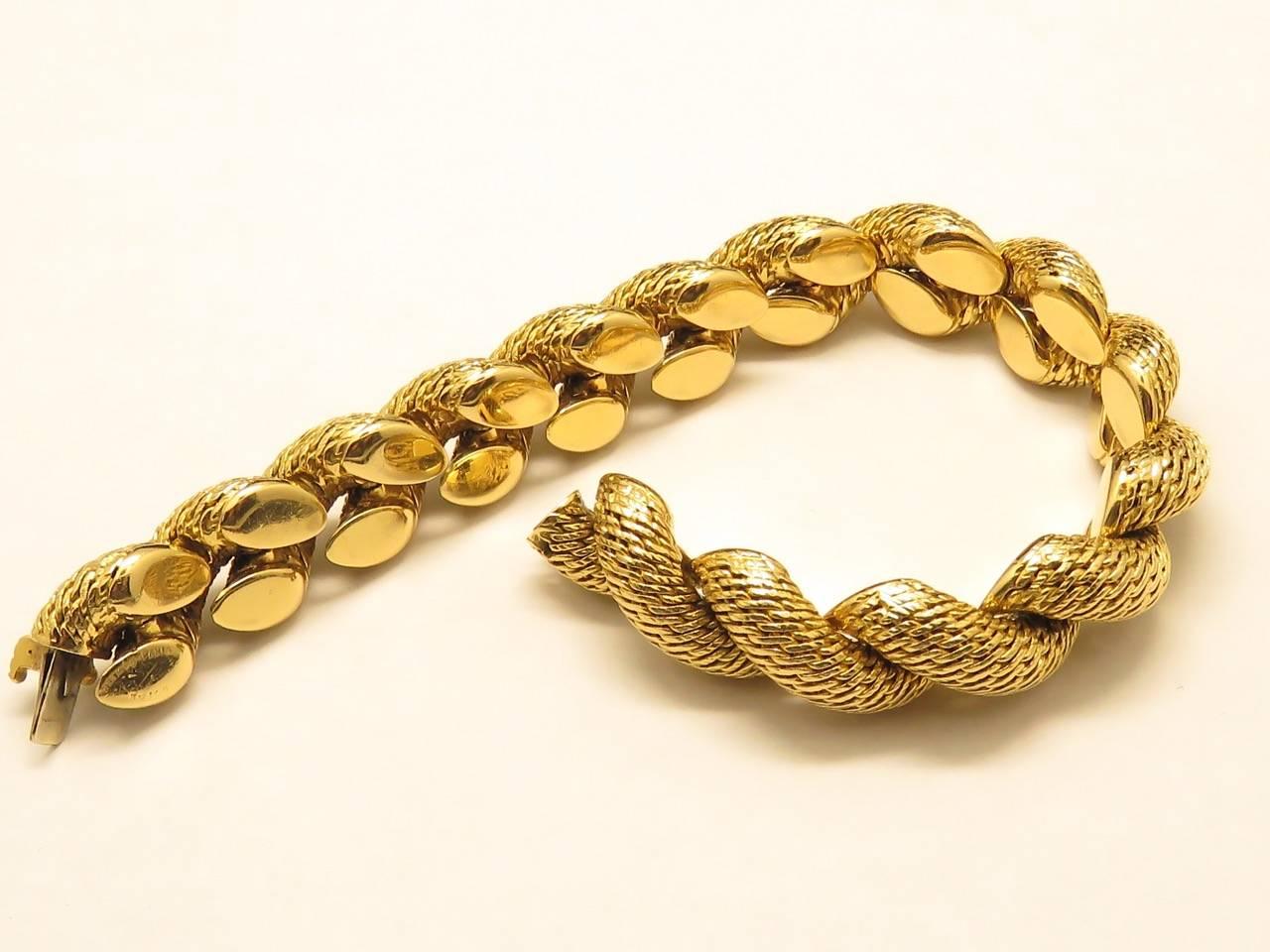 1960s Hermes by Georges Lenfant Torsade Yellow Gold Bracelet 1
