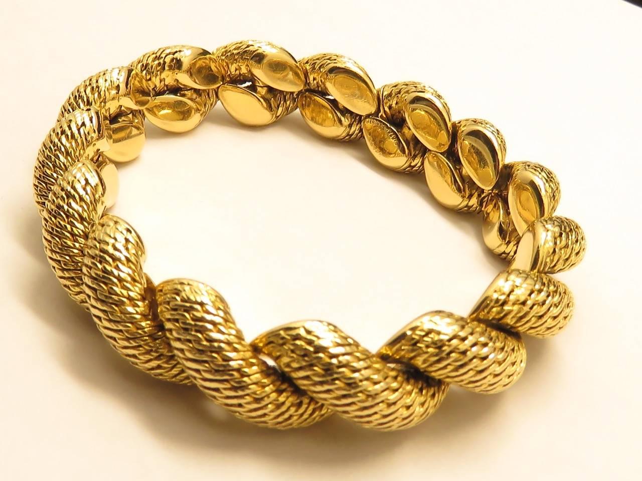 1960s Hermes by Georges Lenfant Torsade Yellow Gold Bracelet 2