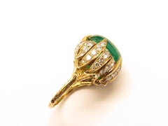 Sterlé Paris 1960s L.F.G Certified Colombian Emerald Diamond Gold Ring