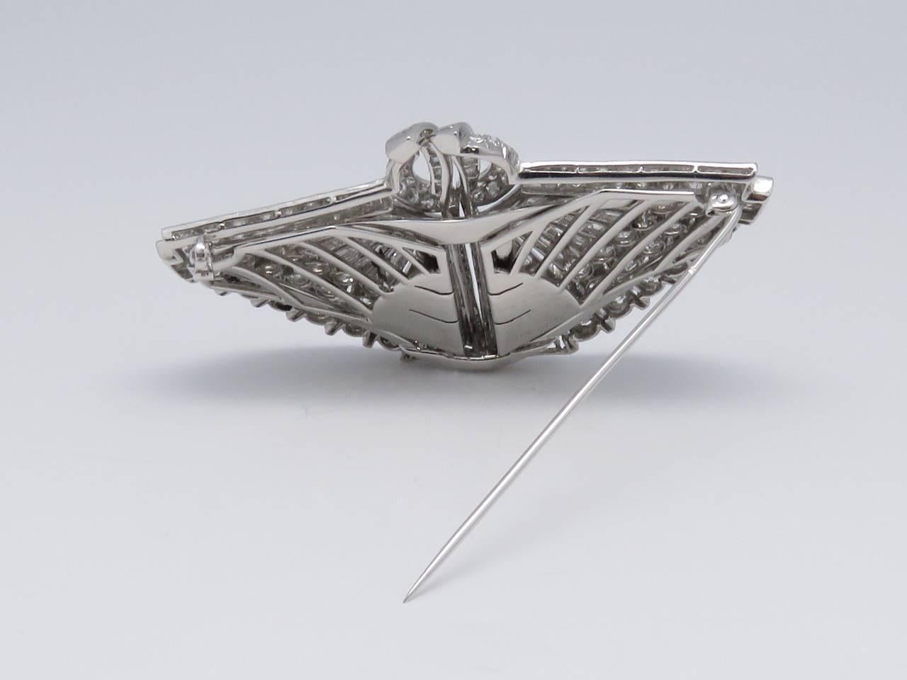 1930s Drayson Diamond Platinum Double Clip Brooch In Excellent Condition In Beziers, FR