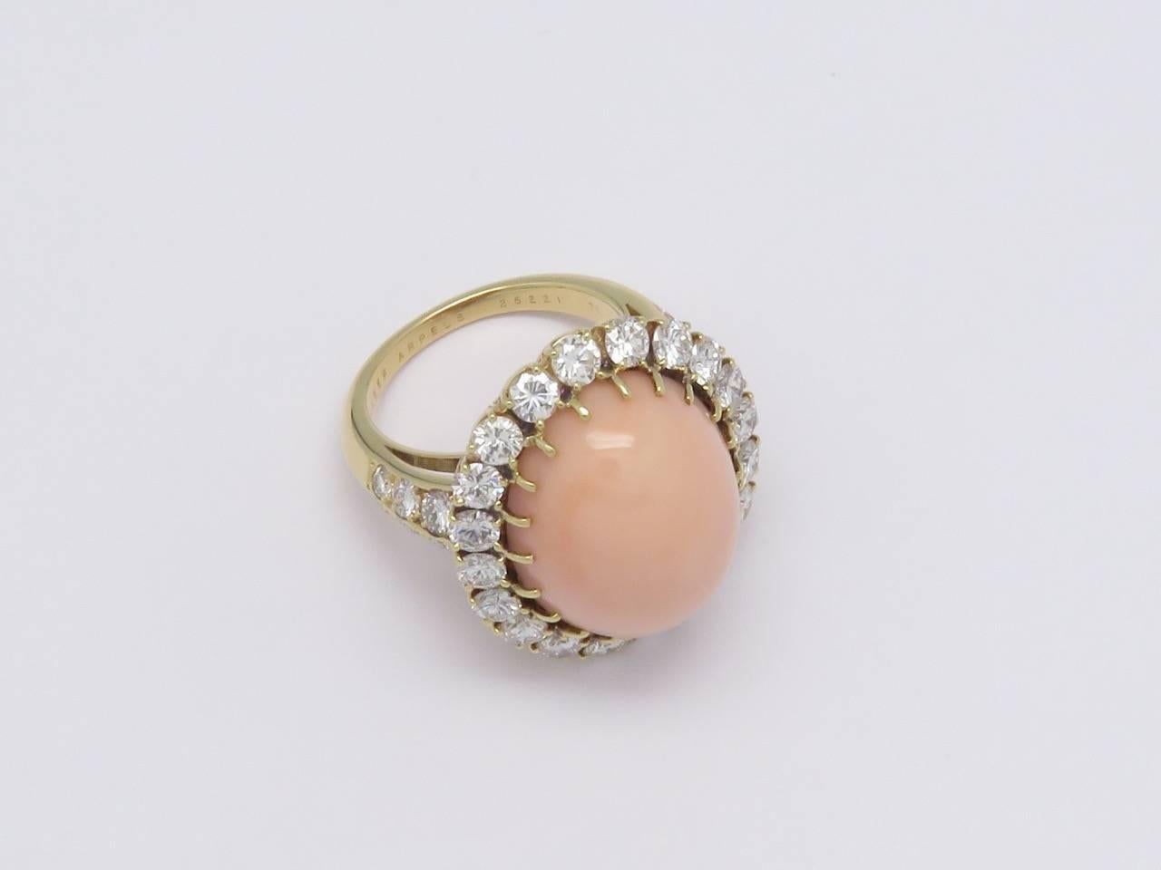 Women's Van Cleef & Arpels Pink Coral Diamond Ring