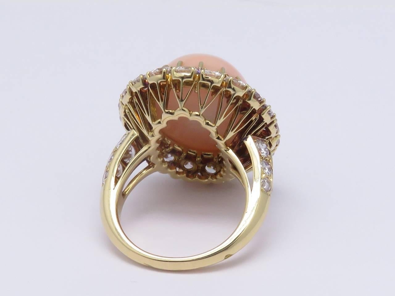 Van Cleef & Arpels Pink Coral Diamond Ring 2