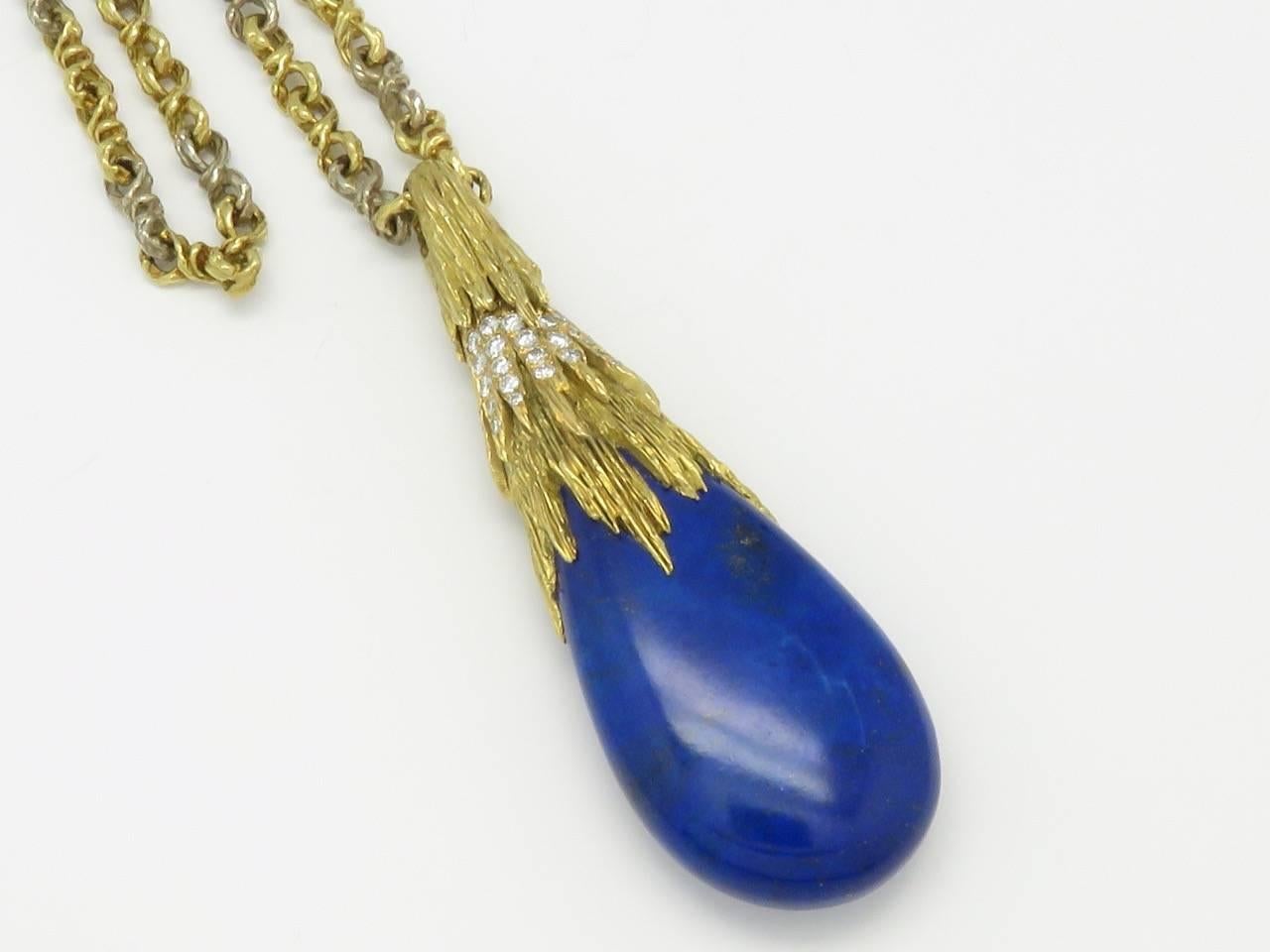 Chaumet Lapis Lazuli Diamond Earring and Necklace Set 3