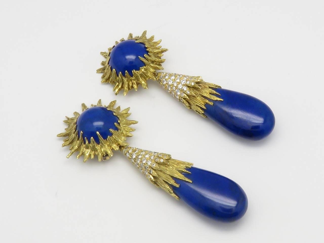 Women's Chaumet Lapis Lazuli Diamond Earring and Necklace Set