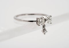 Bow Tie Ring with Heart Shape Diamonds
