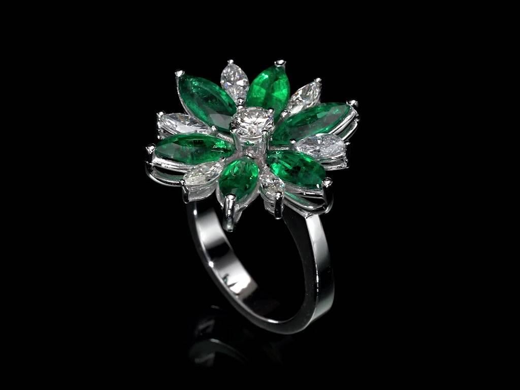 flower emerald ring