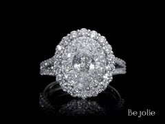 GIA Certified 2.14 Carat Oval Cut Diamond Triple Halo Engagement Ring G / VVS1