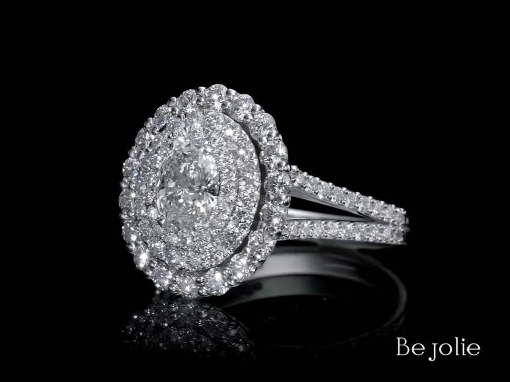  GIA zertifiziert 2,14 Karat Ovalschliff Diamant Dreifach Halo Verlobungsring G / VVS1 im Zustand „Neu“ im Angebot in New York, NY
