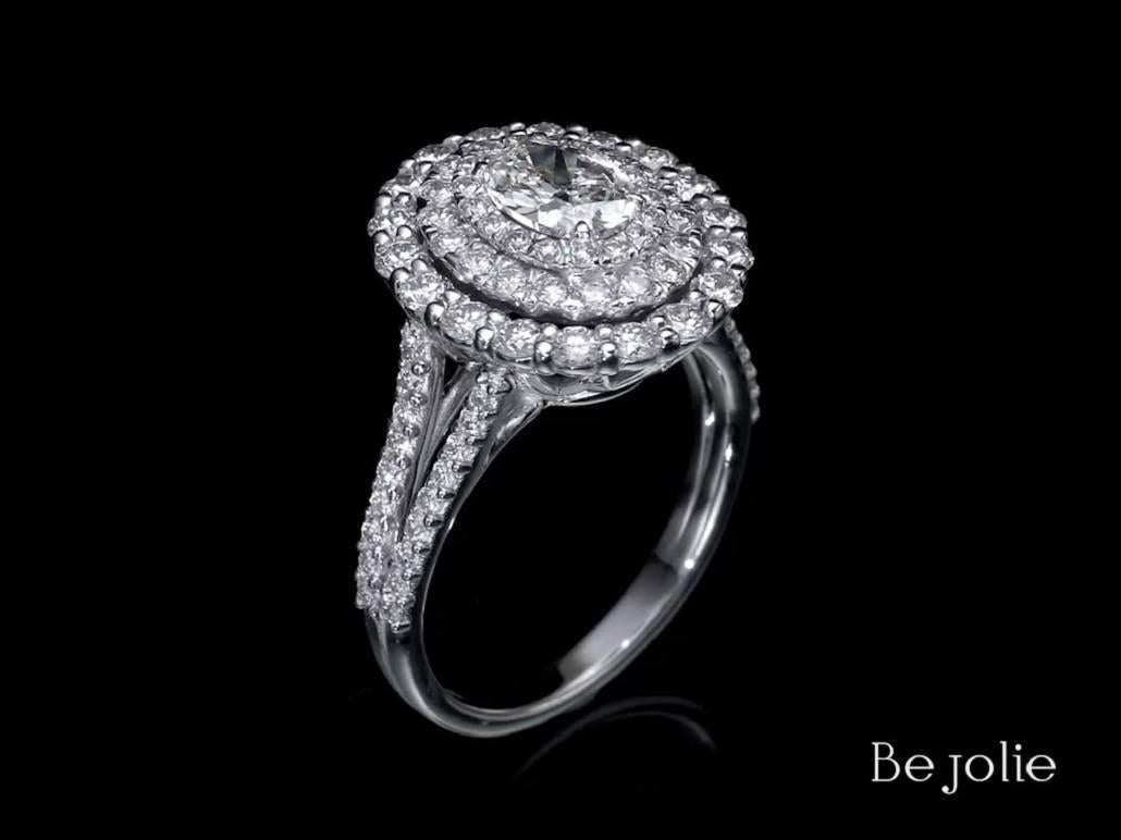  GIA zertifiziert 2,14 Karat Ovalschliff Diamant Dreifach Halo Verlobungsring G / VVS1 für Damen oder Herren im Angebot