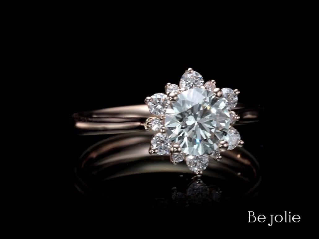 Bague de fiançailles en or rose avec diamants de 1,00 carat certifiés GIA  Neuf - En vente à New York, NY