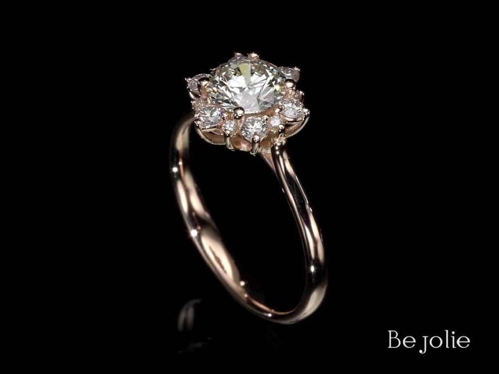 Art déco Bague de fiançailles en or rose avec diamants de 1,00 carat certifiés GIA  en vente