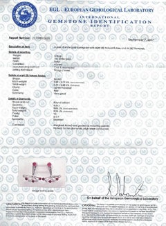 Diamonds and Rubies Fan Earrings, EGL Certified