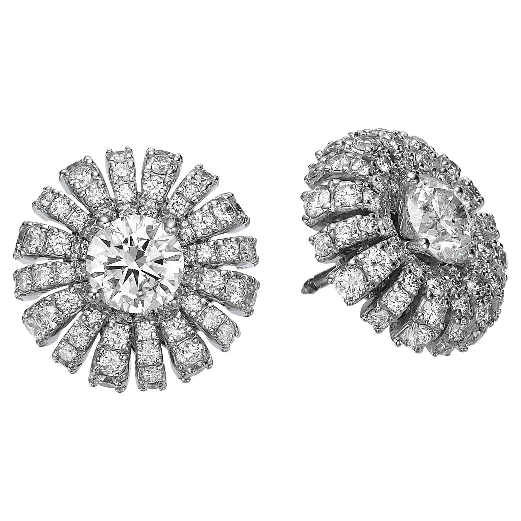 EGL Certified Interchangeable Diamond Floral Earring set Sapphires and