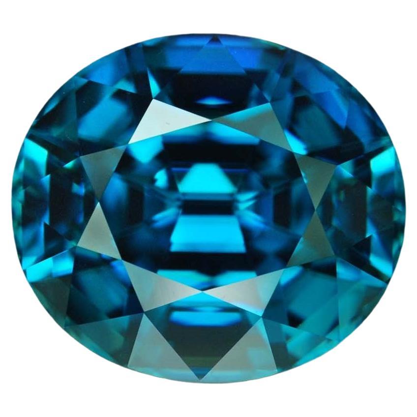 Contemporary Blue Zircon Gem 16.48 Carat Oval Loose Gemstone