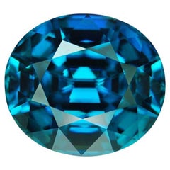 Blue Zircon Gem 16.48 Carat Oval Loose Gemstone