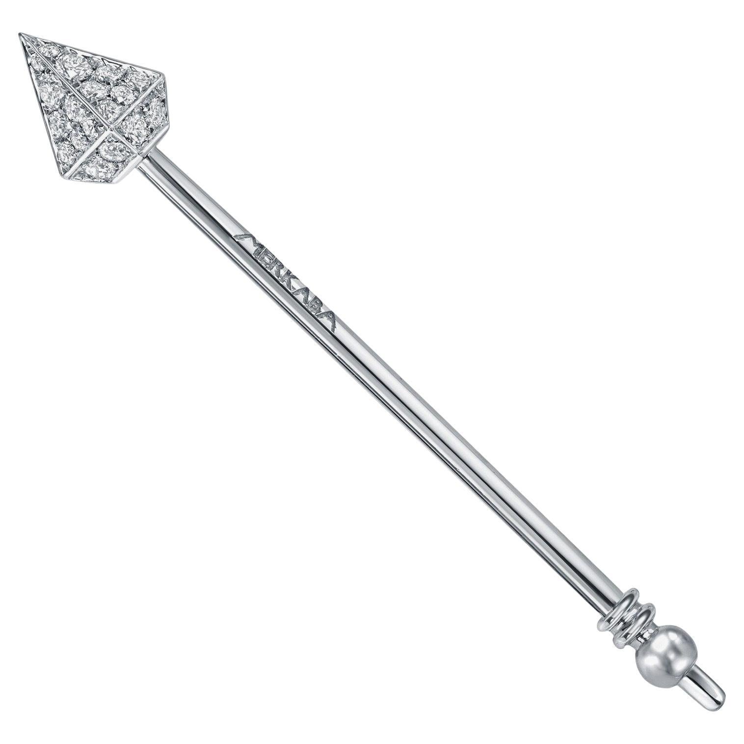 Diamond Hat Pin 0.50 Carats 18 Karat White Gold Spear For Sale
