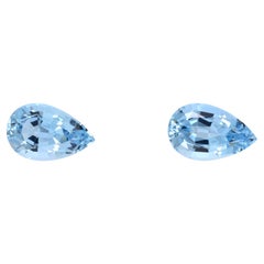 Aquamarine Earrings Gemstone Pair 7.17 Carat Pear Shape Loose Gems