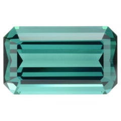 Indicolite Tourmaline Ring Gem 5.42 Carat Emerald Cut Loose Gemstone