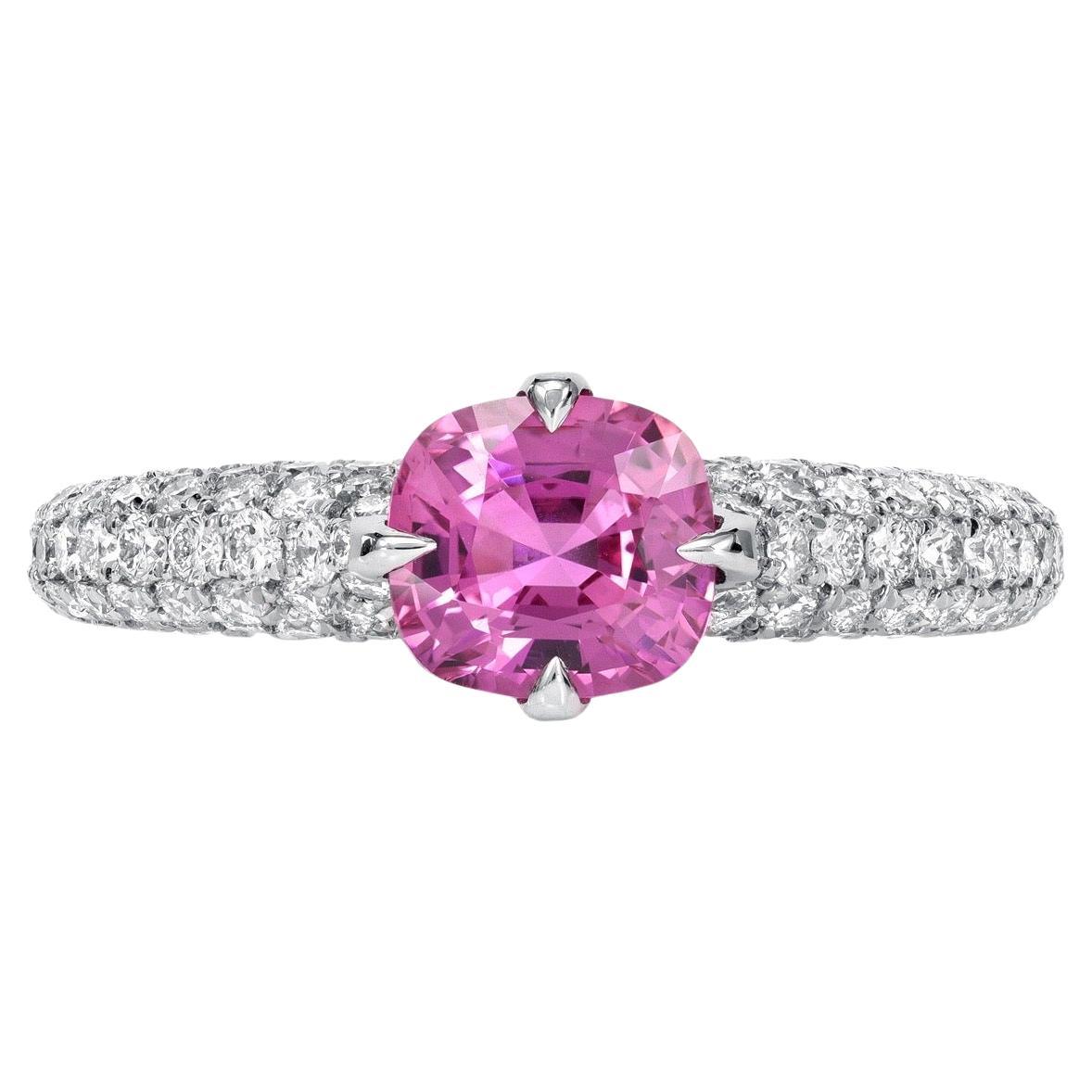 Ring mit unerhitztem burmesischem rosa Saphir 1,19 Karat, keine Hitze