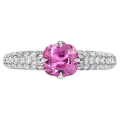 Unheated Burma Pink Sapphire Ring 1.19 Carats No Heat
