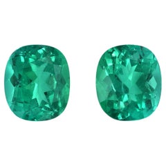 Colombian Emerald Gemstone Pair 3.11 Carats Cushion Loose Gems