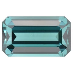 Blue Green Tourmaline Ring Gem 11.35 Carat Emerald Cut Loose Gemstone