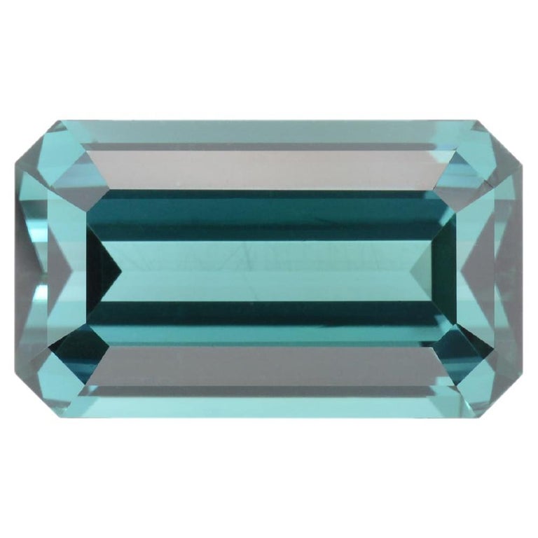 Blue Green Tourmaline Ring Gem 11.35 Carat Emerald Cut Loose Gemstone For  Sale at 1stDibs | blue green gemstone crossword clue