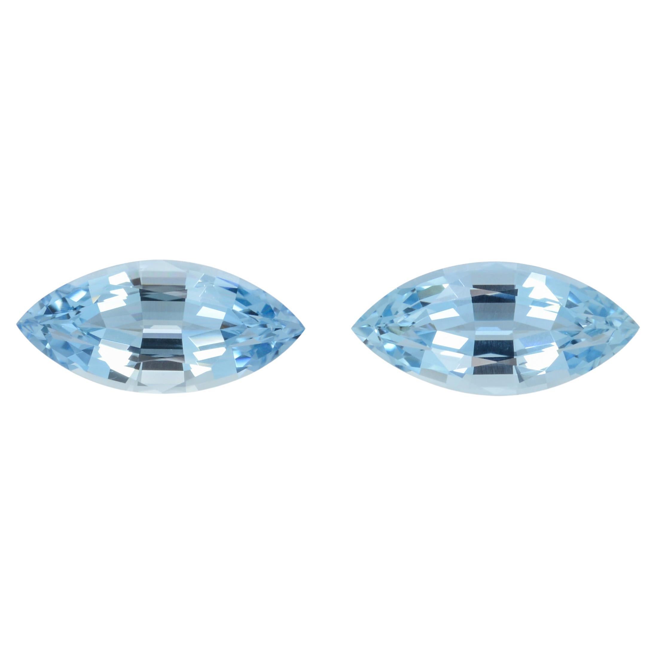 Taille Marquise Boucles d'oreilles aigue-marine, pierres précieuses non serties de 7,75 carats, taille marquise en vente