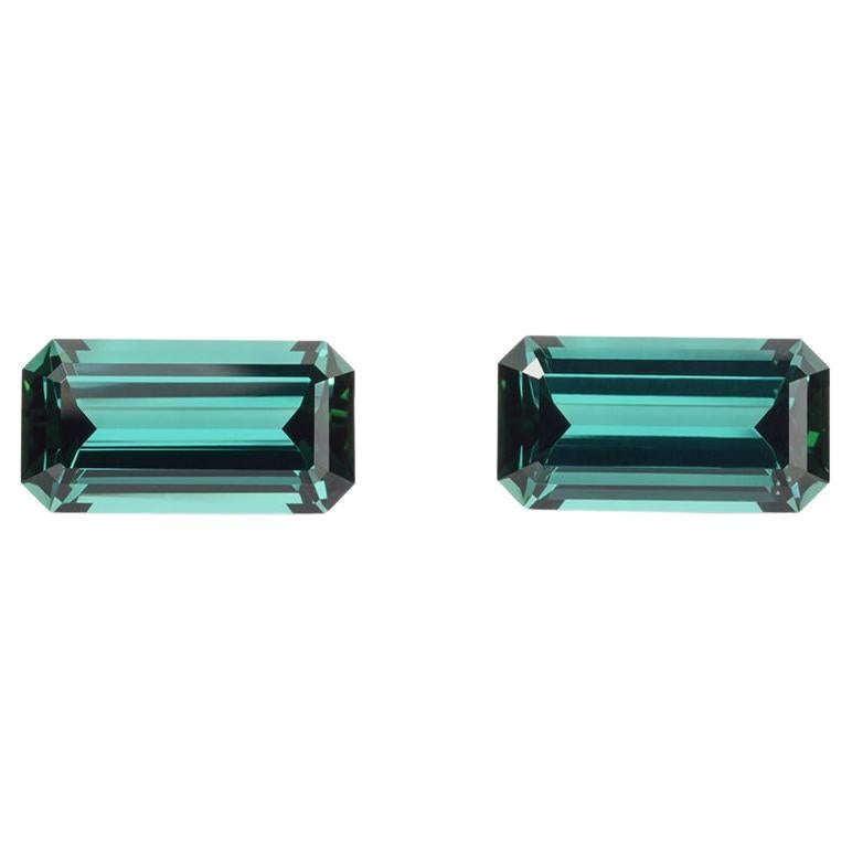 Indicolite Tourmaline Earring Gemstones 9.87 Carat Emerald Cut Loose Gems