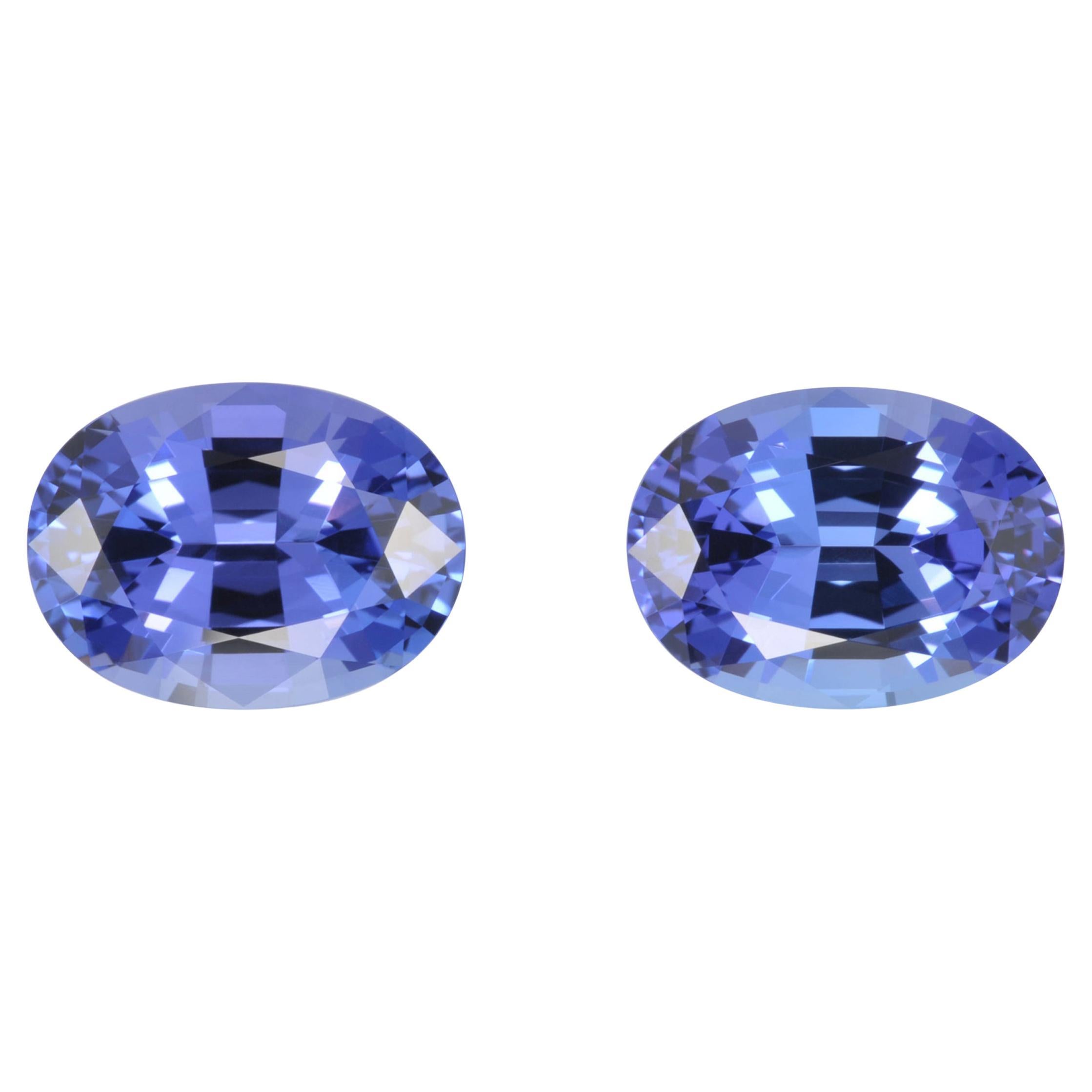 Modern Tanzanite Gemstone Pair 10.26 Carats Oval Loose Gems