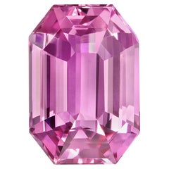 Pink Sapphire Ring Gem 3.84 Carat Emerald Cut Loose Gemstone