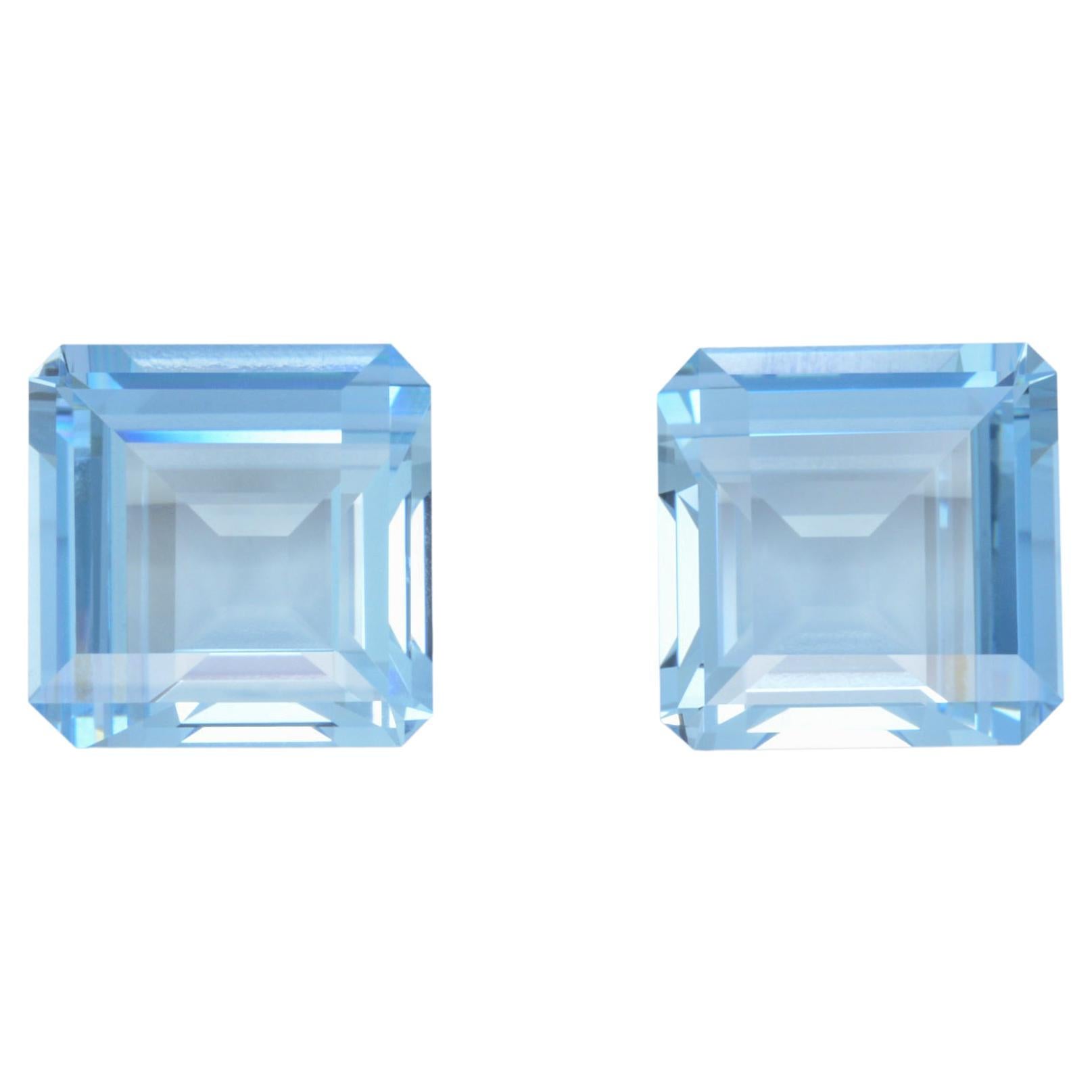 Aquamarine Earrings Gemstone Pair 17.68 Carats Kite Shape Loose Gems