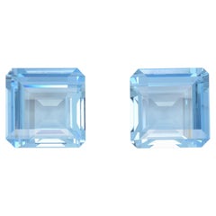 Aquamarine Earrings Gemstone Pair 17.68 Carats Kite Shape Loose Gems