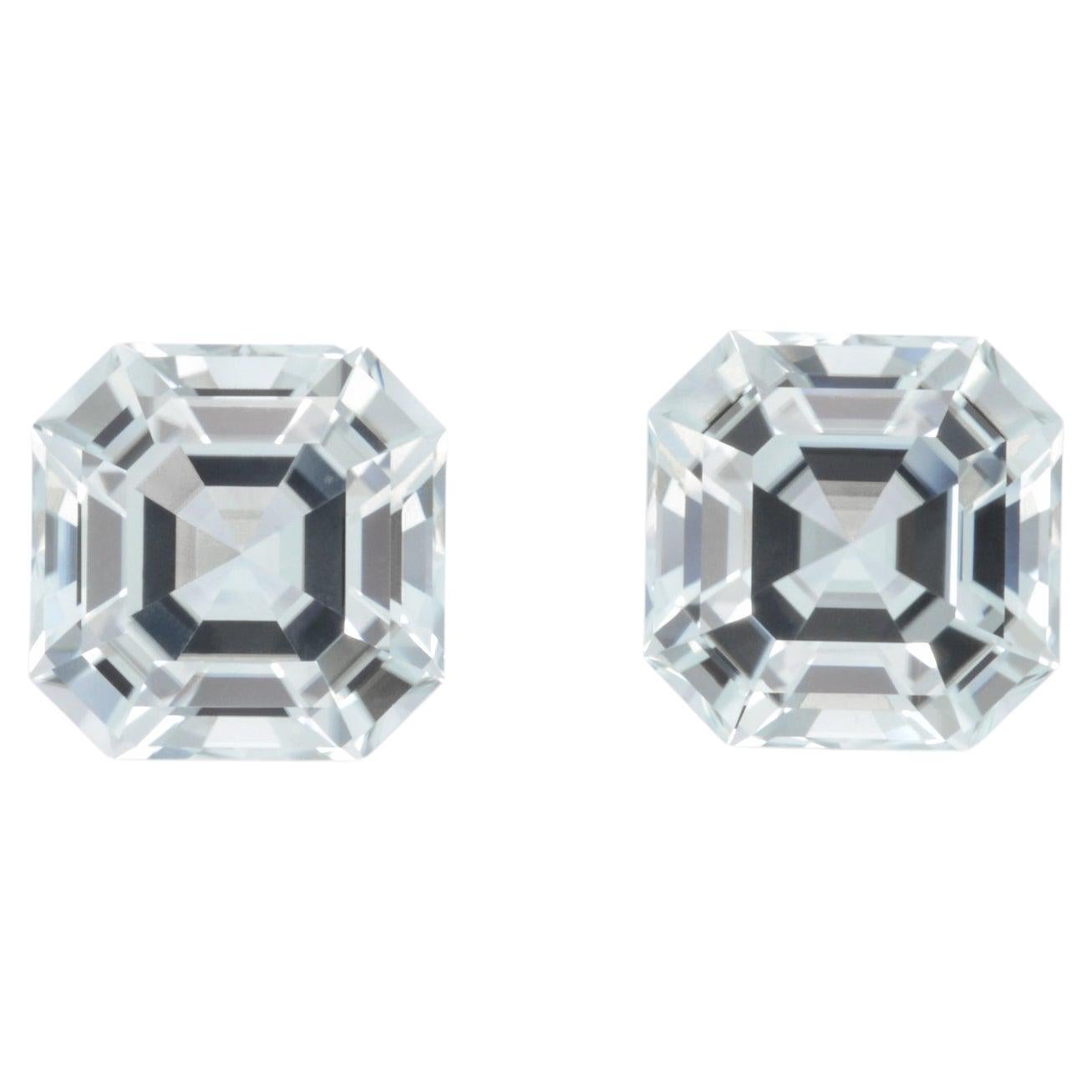 Contemporary Tourmaline Earrings Gemstone Pair 11.26 Carat Unset Asscher Cut Loose Gems For Sale