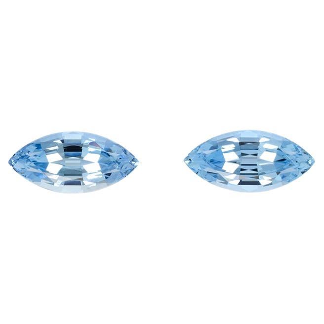 Aquamarine Earring Gemstones 9.32 Carat Marquise Loose Gems Loupe Clean For Sale