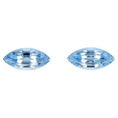 Aquamarine Earring Gemstones 9.32 Carat Marquise Loose Gems Loupe Clean