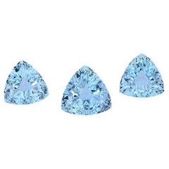 Anello Acquamarina Orecchini Set di gemme sciolte 20,90 Carati Trilioni