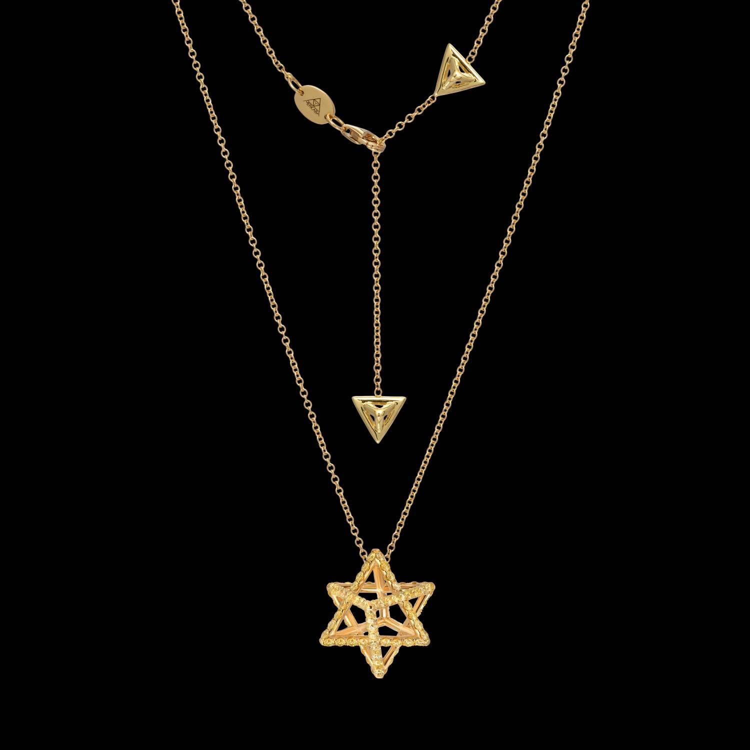 Merkaba Star Halskette mit gelbem Fancy-Diamant-Anhänger (Zeitgenössisch) im Angebot