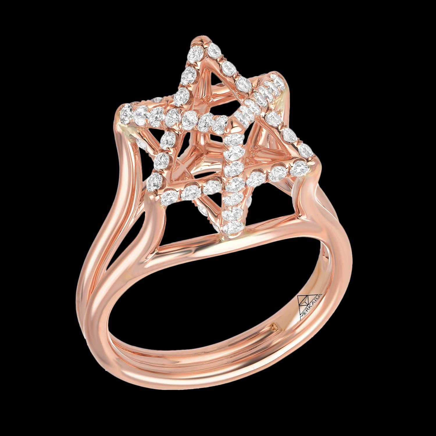 Women's Merkaba Diamond Gold Ring
