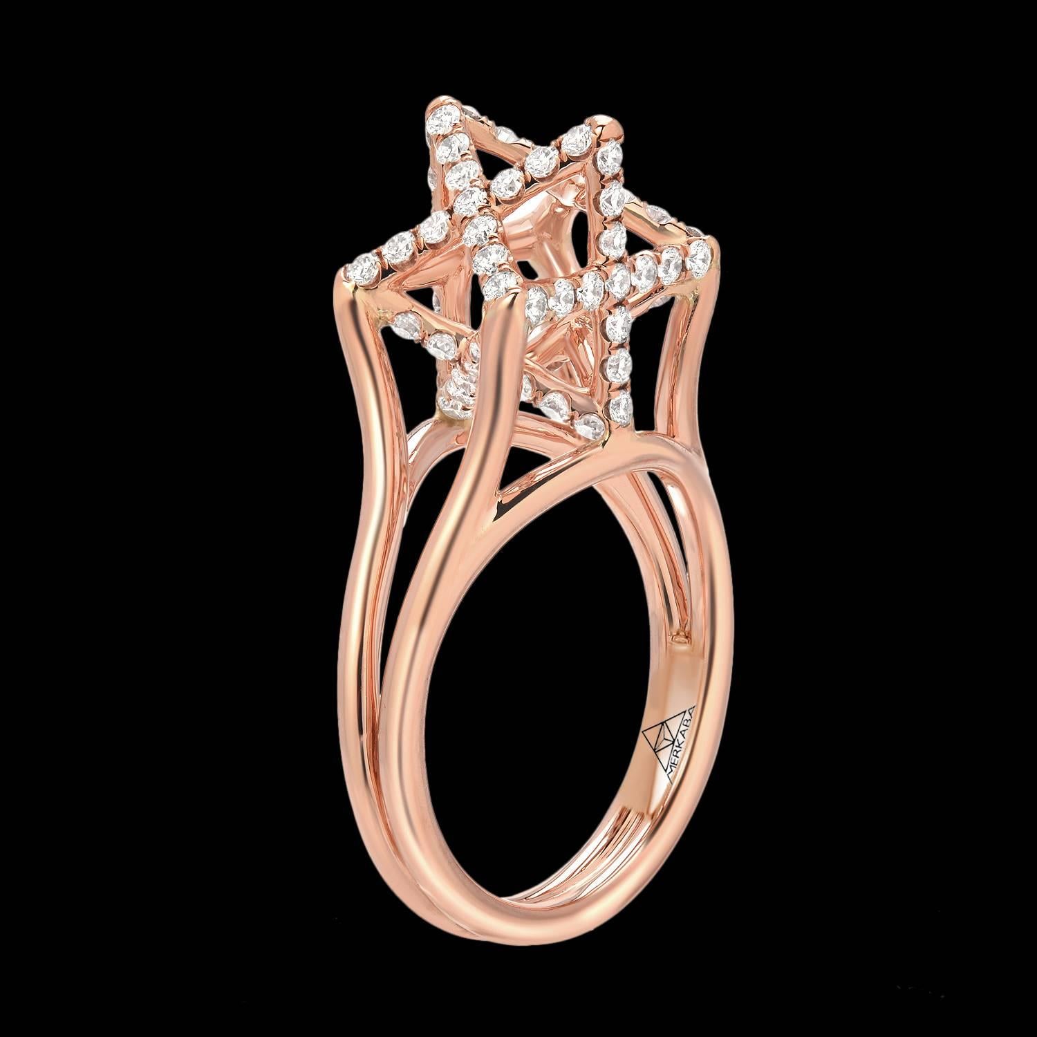 Merkaba Diamond Gold Ring 1