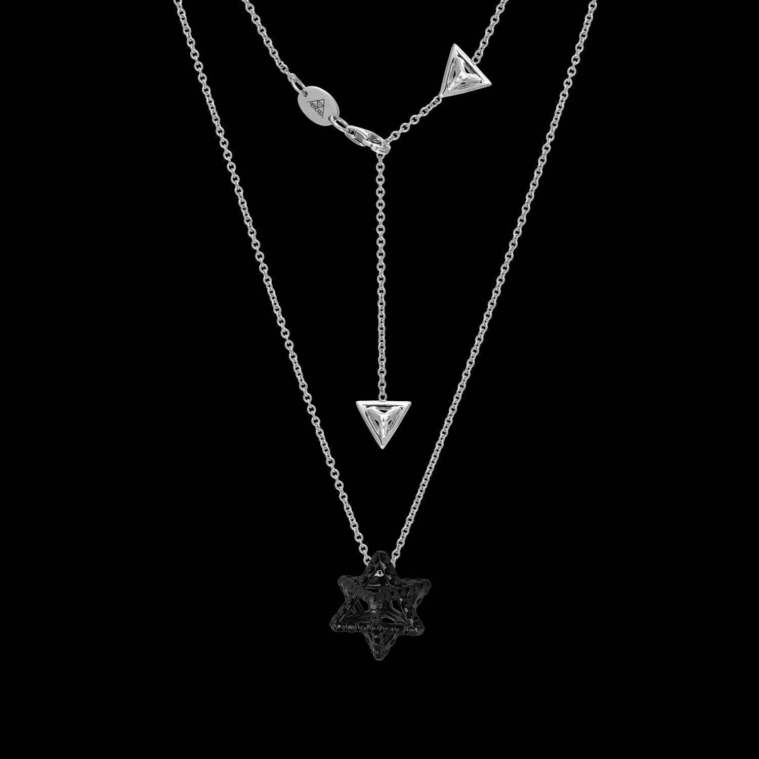 Women's  Merkaba Black Diamond Black Platinum Necklace