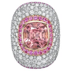 Exquisite 7,87 Ct Luxus rosa Turmalin Platin Ring - ein einzigartiges Geschenk der Liebe
