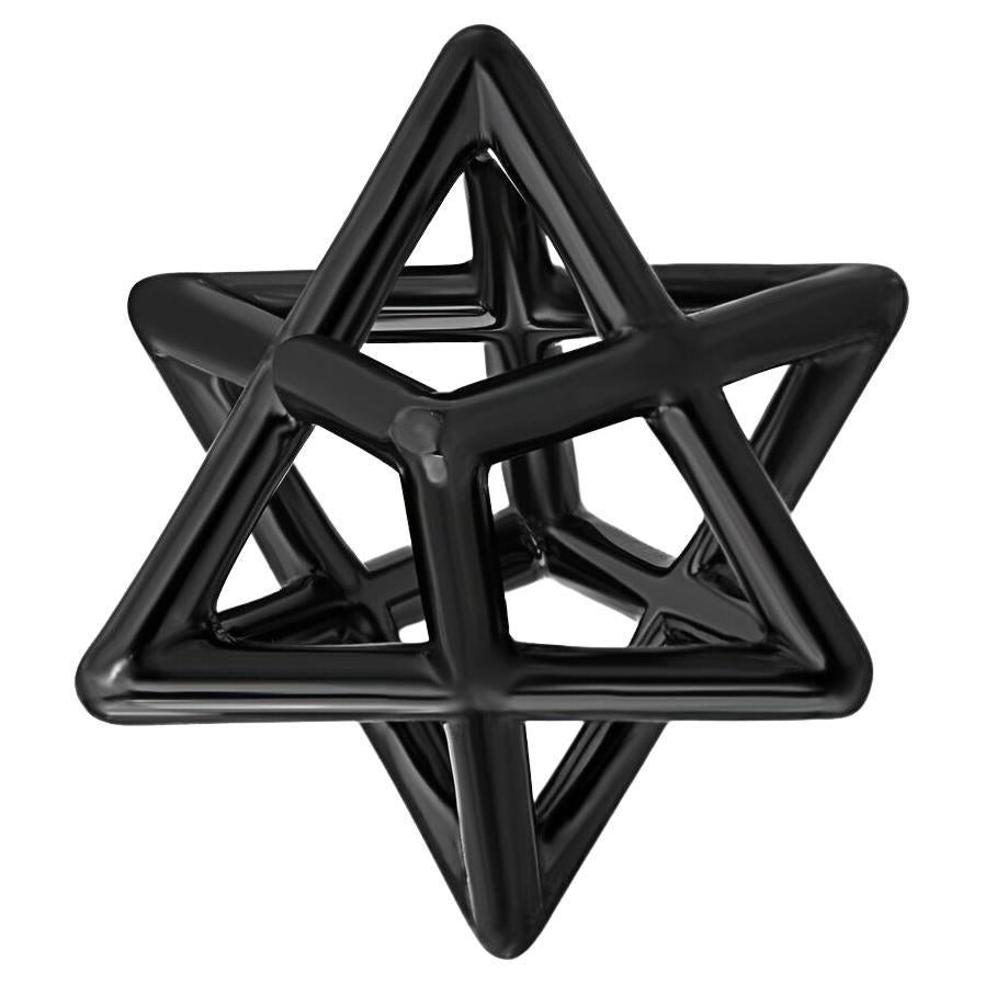 Merkaba Star Sterling Silver Sustainable Black Finished Unisex Pendant Necklace